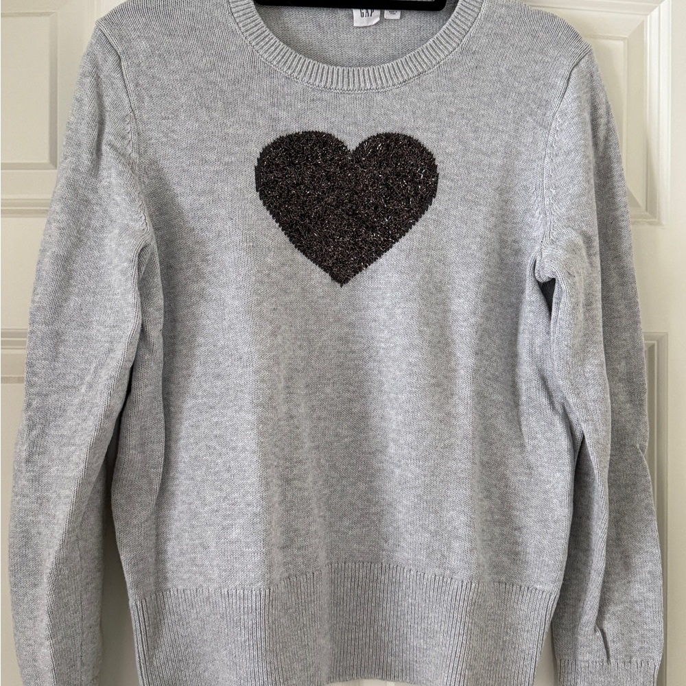 GAP Grey Sweater | Black/Silver Heart | Size L